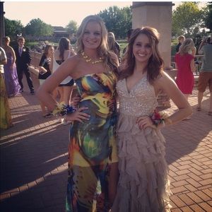 Colorful butterfly pattern prom dress